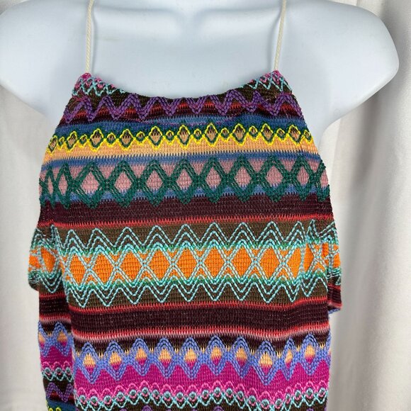 Emery Rose Multicolor Fringe Hem Sleeveless Crochet Dress Size L Polyester - Picture 2 of 7